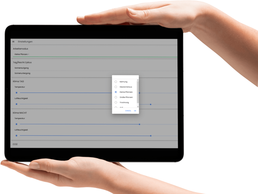 Grow-App Tablet Fridge Grow Growbox Klimaprogramm